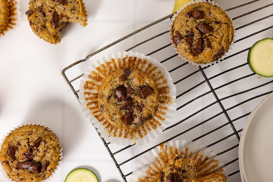 Chocolate Chunk Zucchini and Banana Muffins | Vine to Bar