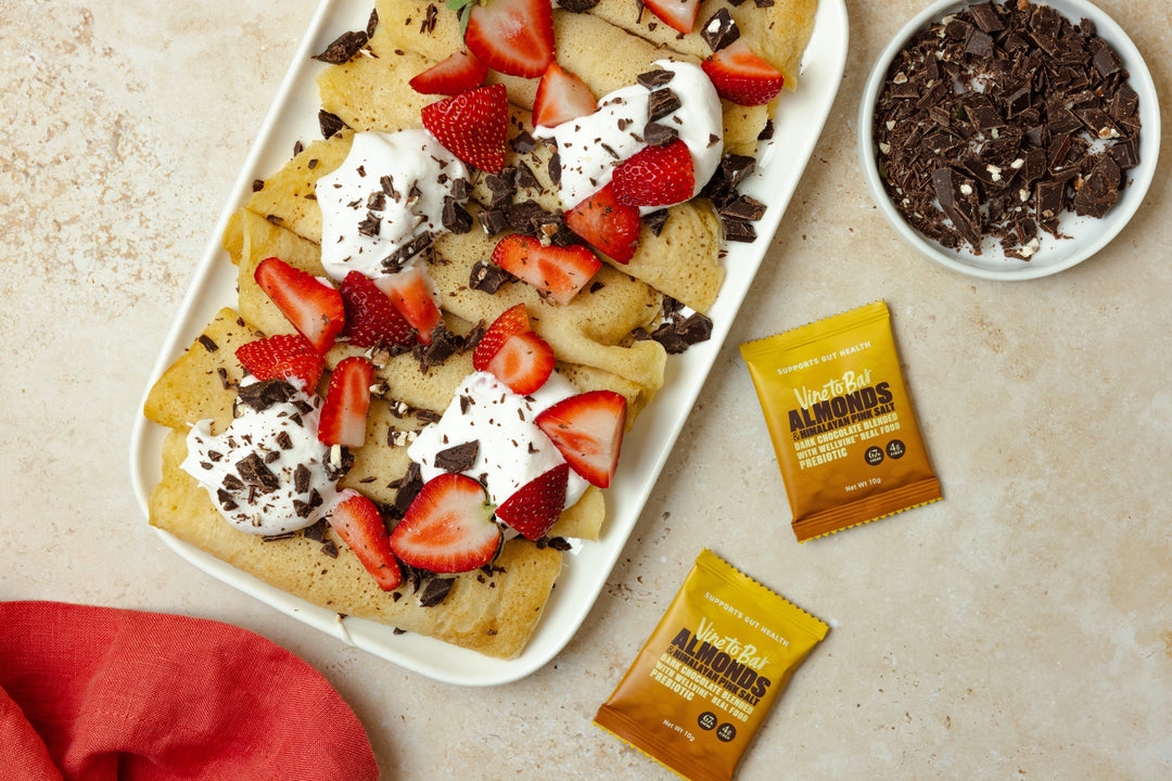 Strawberry + Dark Chocolate Gluten-Free Crepes with Coconut Whip Cream