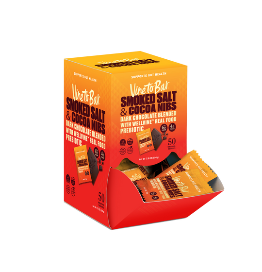 Smoked Salt and Cocoa Nibs 10g Dark Chocolate Squares x 50 in Box