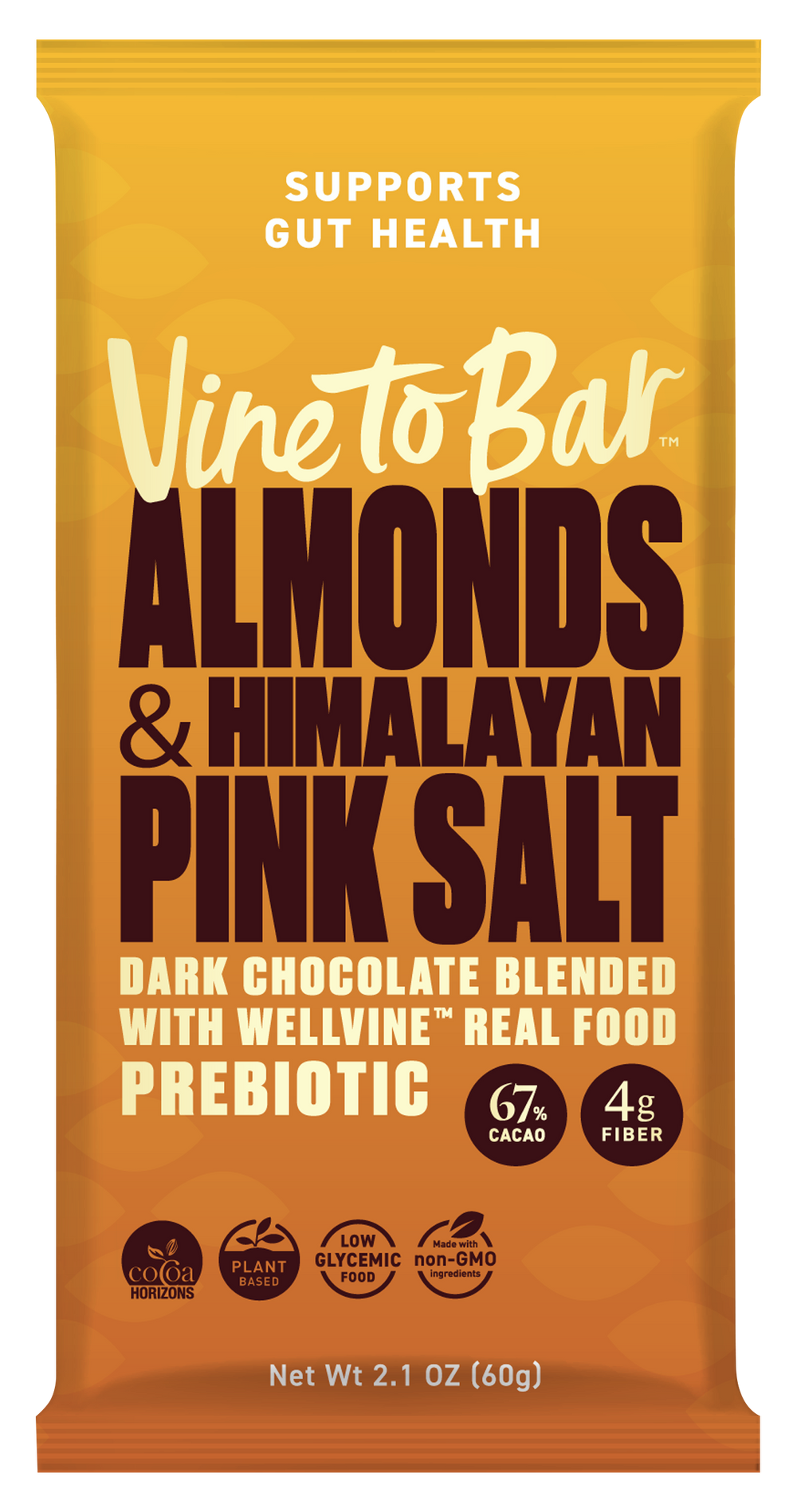 Almonds and Himalayan Pink Salt Bars 60g Bars in 12 Count Display Caddy x 6