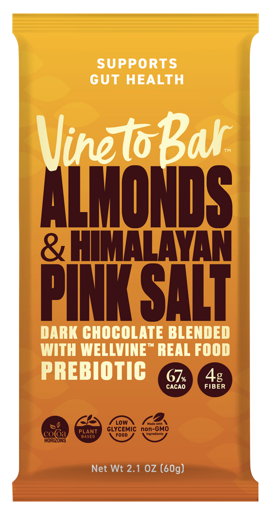 Almonds and Himalayan Pink Salt 60g Dark Chocolate Bar x 12 in Display Caddy