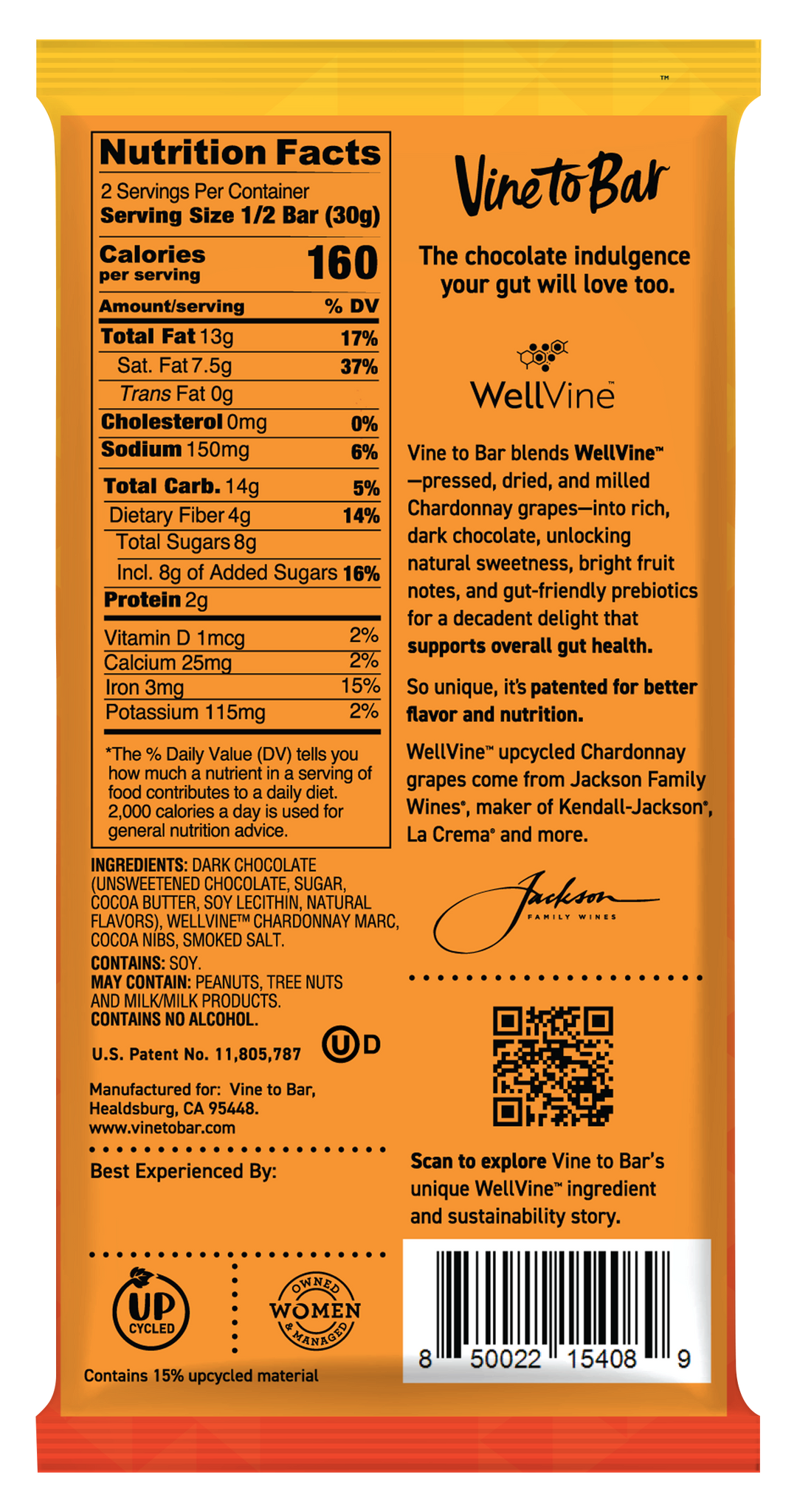 Smoked Salt and Cocoa Nibs Dark Chocolate 60g Bar