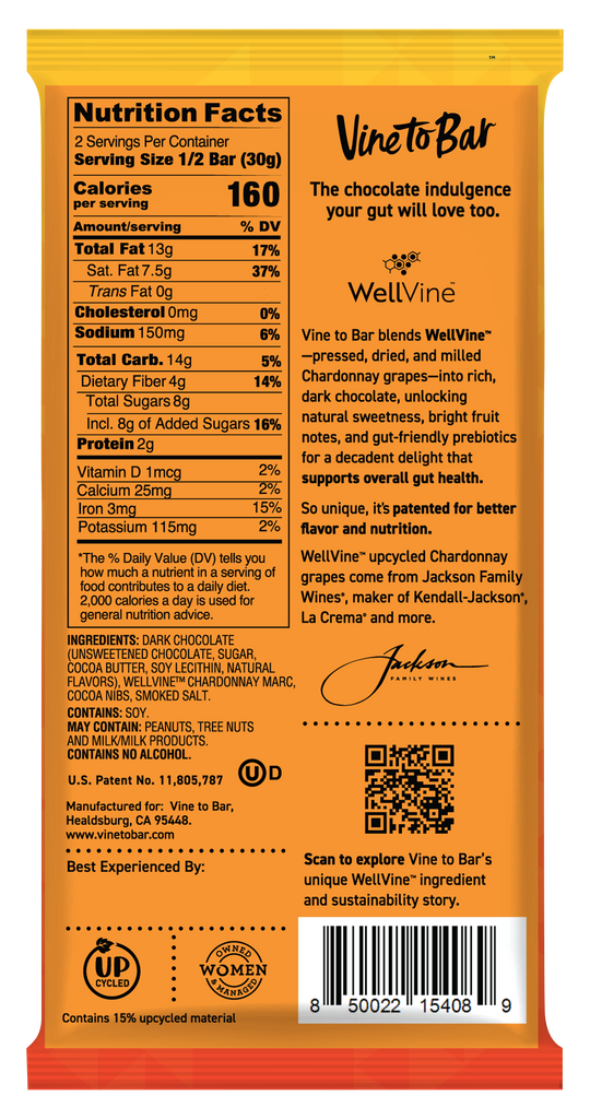 Smoked Salt and Cocoa Nibs Dark Chocolate 60g Bar