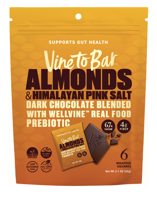 6 Six Pack Pouches - Almonds and Himalayan Pink Salt  Dark Chocolate10g Squares