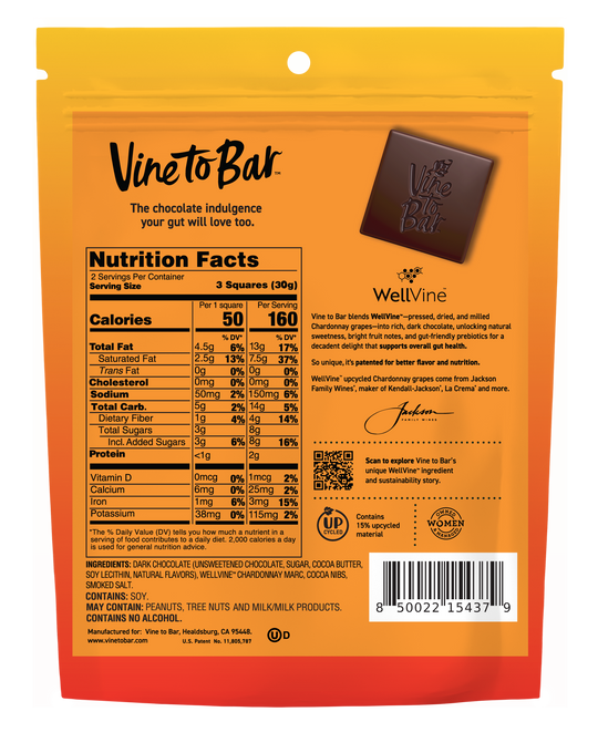 Smoked Salt and Cocoa Nibs Dark Chocolate Squares - 6 Bags