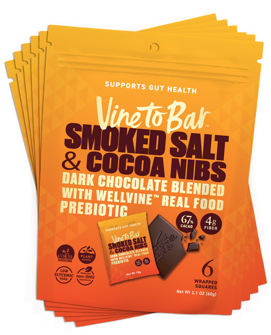 6 Six Pack Pouches - Smoked Salt and Cocoa Nibs 10g Dark Chocolate Squares