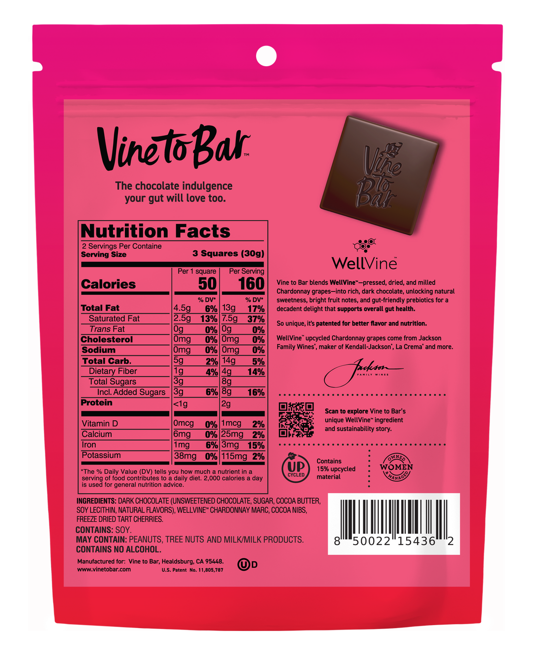 Tart Cherry and Cocoa Nibs Dark Chocolate Squares