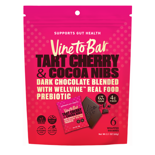 Tart Cherry and Cocoa Nibs Dark Chocolate Squares