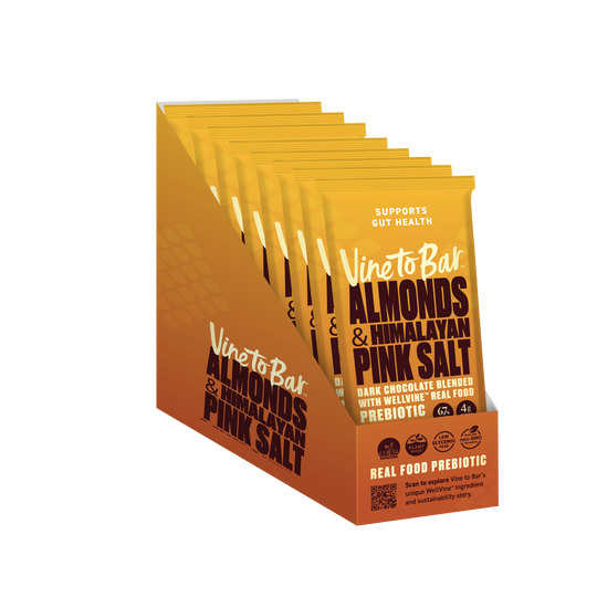 Almonds and Himalayan Pink Salt Dark Chocolate Bars - 12-Ct Display Box