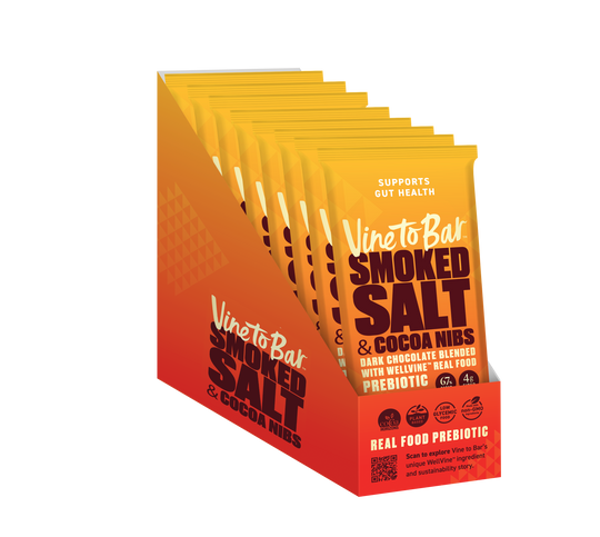 Smoked Salt and Cocoa Nibs Bars 60g Bars in 12 Count Display Caddy x 6