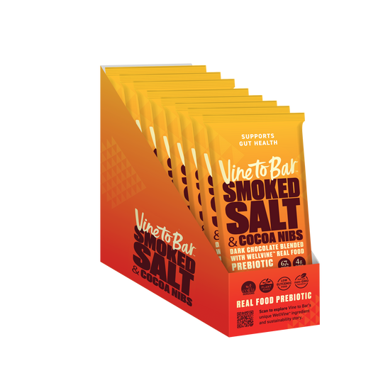 Smoked Salt and Cocoa Nibs Dark Chocolate Bar - 12-Ct Display Box