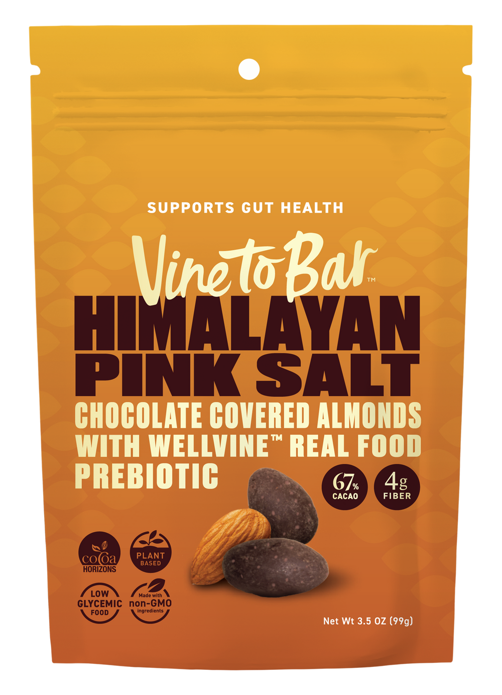 Tru Dark and Himalayan Pink Salt Chocolate Covered Almonds 3.5oz Pouch x 6