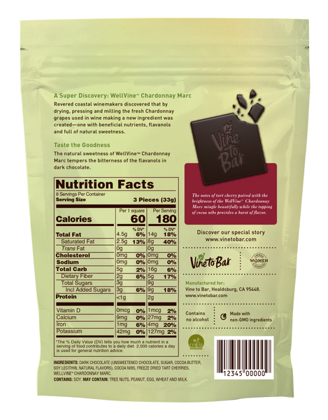 8-Count Tart Cherry And Cocoa Nibs Dark Chocolate Tasting Squares