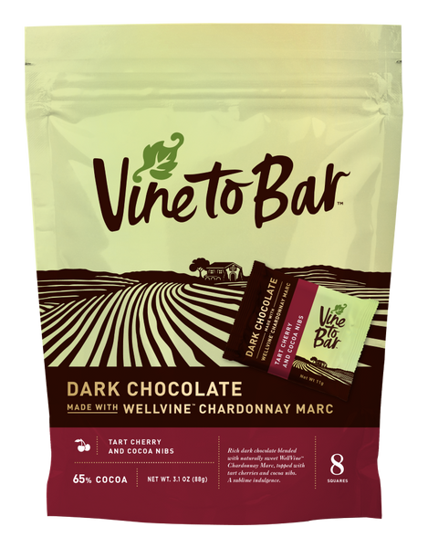 12x8-Count Tart Cherry and Cocoa Nibs Dark Chocolate Tasting Squares - Master Case