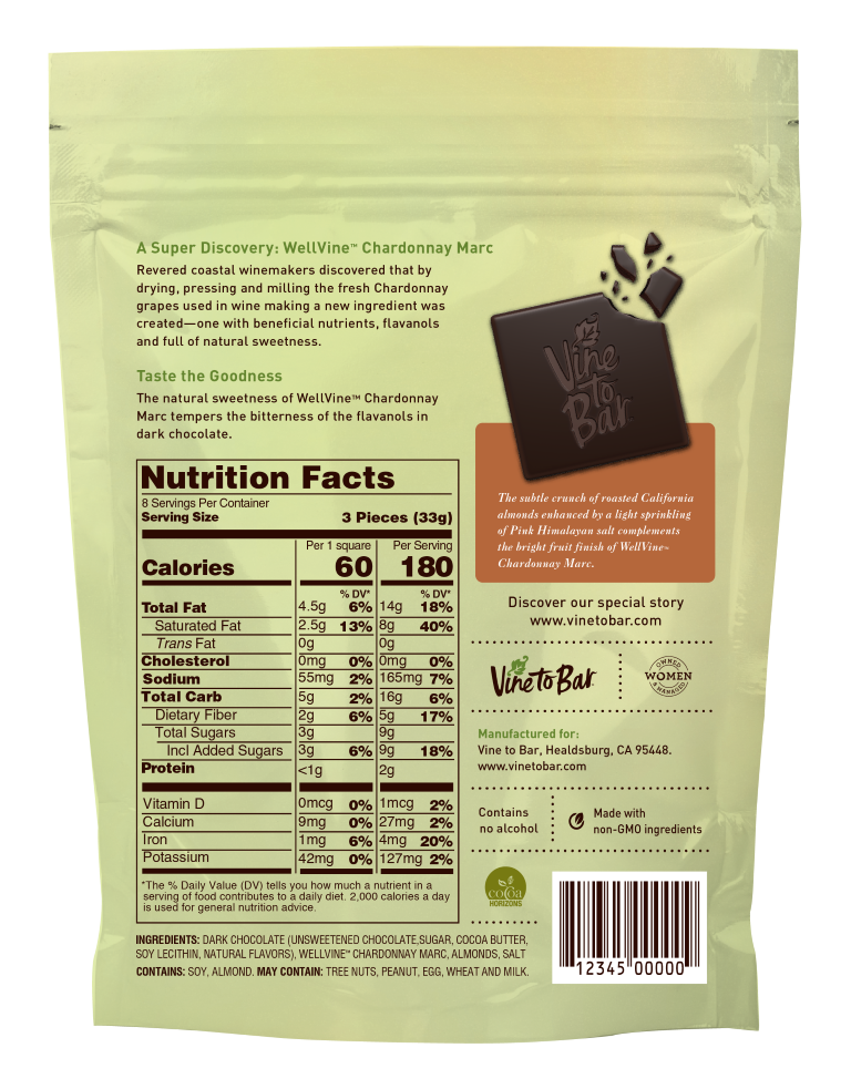 8-Count Almonds With Pink Himalayan Salt Dark Chocolate Tasting Squares