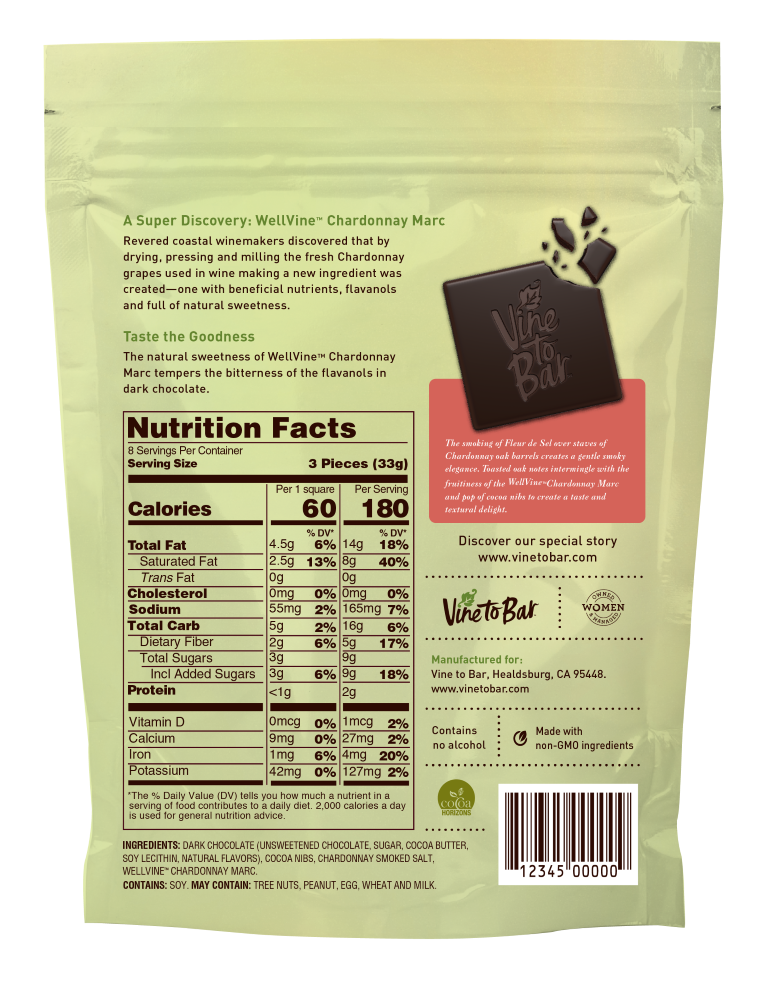 8-Count Smoked Salt And Cocoa Nibs Dark Chocolate Tasting Squares