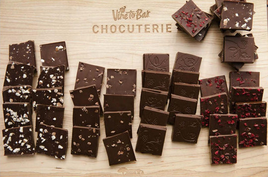 50-Count Smoked Salt And Cocoa Nibs Dark Chocolate Tasting Squares - Counter Top Box